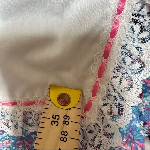 Handmade VTG Floral Sailor Collar Girls Dress Lace Trim Cottagecore Prairie 90s - Picture 5 of 9